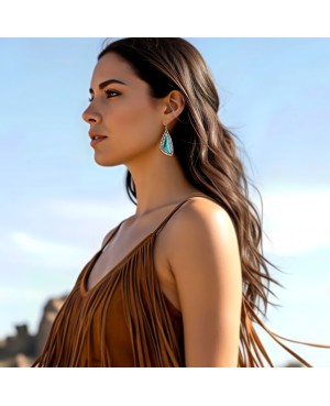 Turquoise and Silver Earrings - Lightweight Western Style Jewelry