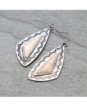 Ivory Stone and Silver Earrings - Lightweight Western Style Jewelry