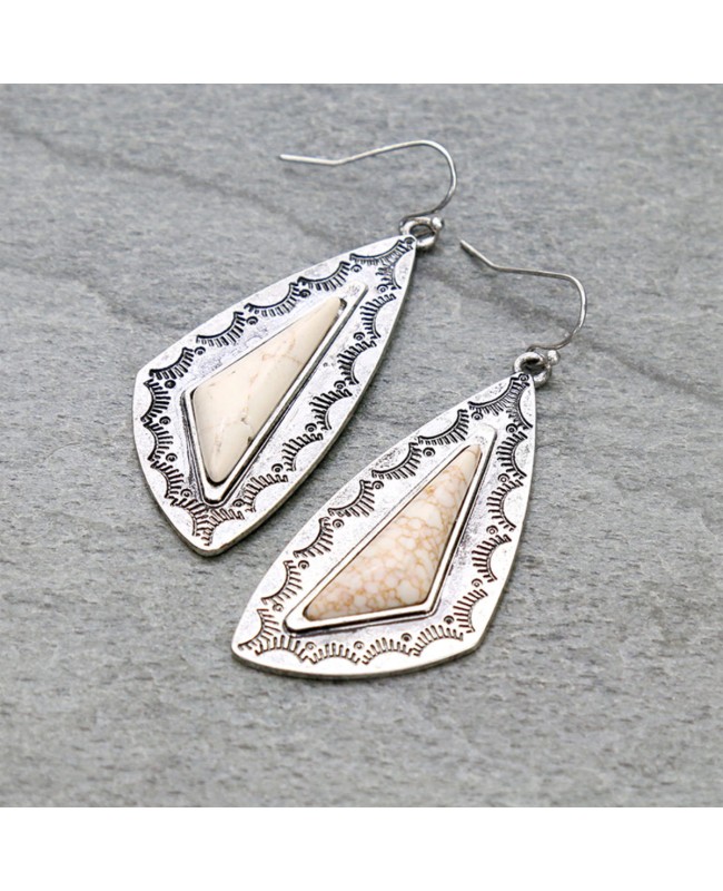 Ivory Stone and Silver Earrings - Lightweight Western Style Jewelry Ivory Stone and Silver Earrings - Lightweight Western Style Jewelry
