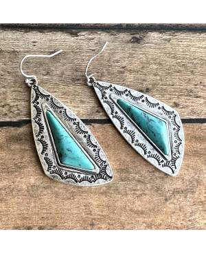 Turquoise and Silver Earrings - Lightweight Western Style Jewelry