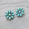 Turquoise and Silver Concho Stud Earrings - Lightweight Western Style Jewelry