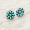 Turquoise and Silver Concho Stud Earrings - Lightweight Western Style Jewelry