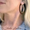 Whiskey Brown Braided Leather Earrings on Silver Hoops