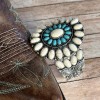 Western Turquoise and White Stone Concho Style Teardop Earrings