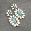 Western Turquoise and White Stone Concho Style Teardop Earrings