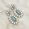 Western Turquoise and White Stone Concho Style Teardop Earrings