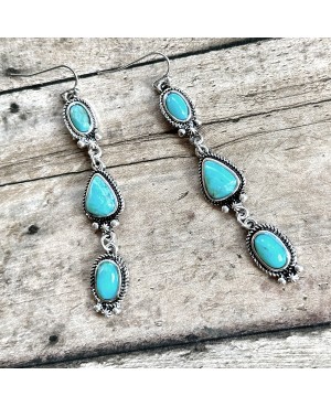 Rustic Country Wedding Jewelry Western Style Turquoise Stone Earrings