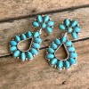 Turquoise and Silver Hoop Concho Drop Earrings - Western Style Jewelry