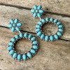 Turquoise and Silver Hoop Concho Circle Earrings - Lightweight Western Style Jewelry