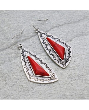Red Stone and Silver Earrings - Lightweight Western Style Jewelry