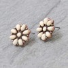 Ivory Stone and Silver Concho Stud Earrings - Lightweight Western Style Jewelry