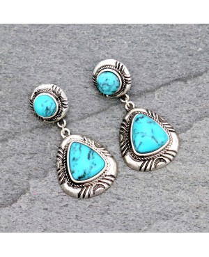 Turquoise and Silver Earrings - Lightweight Western Style Jewelry