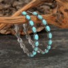 Turquoise and Silver Hoop Earrings - Lightweight Western Style Jewelry