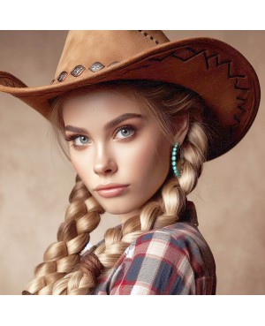 Turquoise and Silver Hoop Earrings - Lightweight Western Style Jewelry