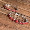 Red and Silver Hoop Earrings - Lightweight Western Style Jewelry