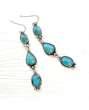Rustic Country Wedding Jewelry Western Style Turquoise Stone Earrings
