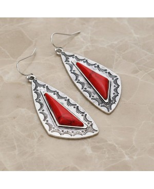 Red Stone and Silver Earrings - Lightweight Western Style Jewelry