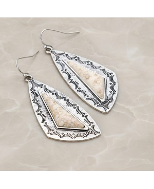 Ivory Stone and Silver Earrings - Lightweight Western Style Jewelry