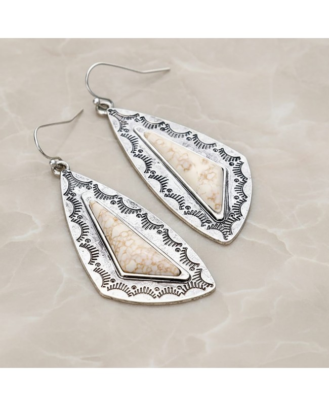 Ivory Stone and Silver Earrings - Lightweight Western Style Jewelry