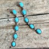 Rustic Country Wedding Jewelry Long Western Turquoise Silver Earrings