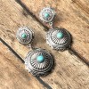 Western Silver Concho Earrings Turquoise Lightweight Cowgirl Rodeo