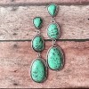 Long Western Style Red Stone Earrings in Antique Silver Settings