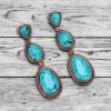Long Western Style Red Stone Earrings in Antique Silver Settings