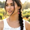Long Western Style Red Stone Earrings in Antique Silver Settings