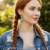 Long Western Style Red Stone Earrings in Antique Silver Settings