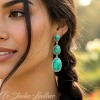 Long Western Style Green Turquoise Stone Earrings in Antique Silver