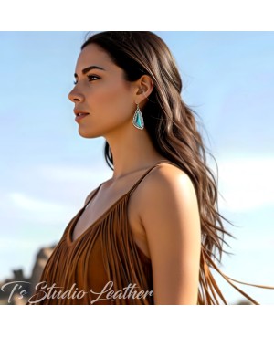 Turquoise and Silver Earrings - Lightweight Western Style Jewelry