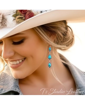 Country Wedding Jewelry Western Style Turquoise Stone Earrings