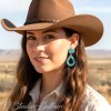 Turquoise and Silver Hoop Concho Drop Earrings - Western Style Jewelry
