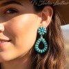 Turquoise and Silver Hoop Concho Drop Earrings - Western Style Jewelry