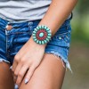 Western Red and Turquoise Concho Cuff Bracelet