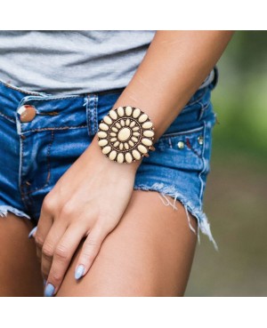 Western Copper and Ivory Stone Concho Bracelet