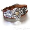Brown Genuine Cowhide Leather Cuff Bracelet Wristband with Silver Cross Concho and Western Buckle Boho Chic Style Jewelry