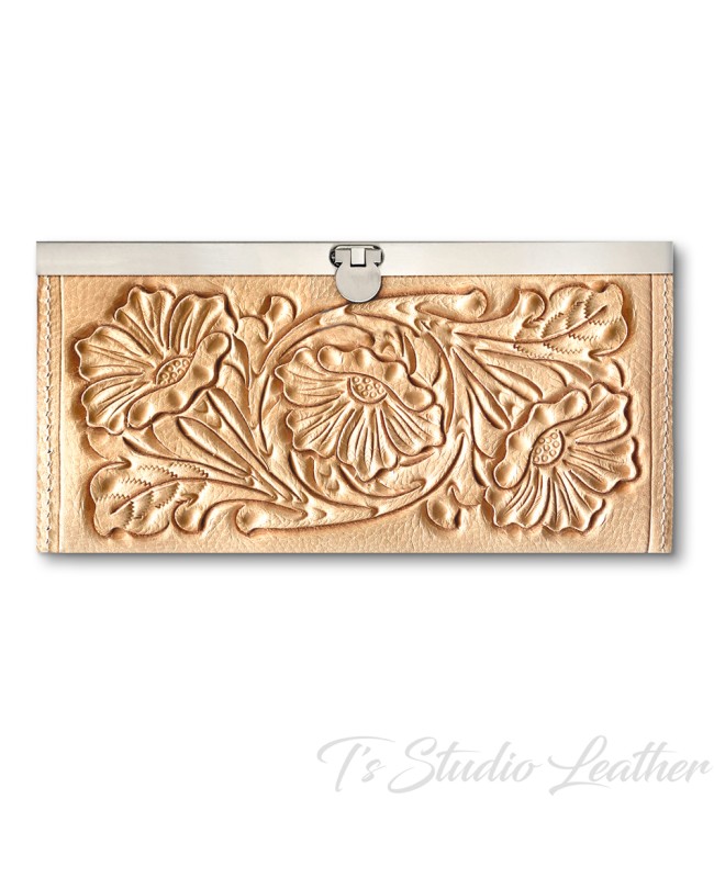 Hand Tooled Western Style Women's Leather Wallet