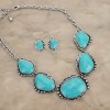 Chunky Turquoise Silver Statement Necklace Earrings Set Rustic Western