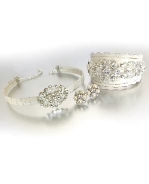 Rustic Country Beach Wedding Choker Necklace with Rhinestone Center