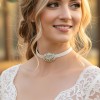 Rustic Country Beach Wedding Choker Necklace with Rhinestone Center