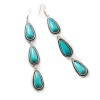 Long Dangling Western Style Turquoise Stone Earrings in Antique Silver