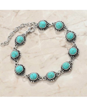 Western Style Silver and Turquoise Ankle Bracelet