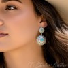 Western Silver Concho Earrings Turquoise Lightweight Cowgirl Rodeo