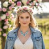 Hammered Silver Statement Turquoise Necklace Earrings - Western Style