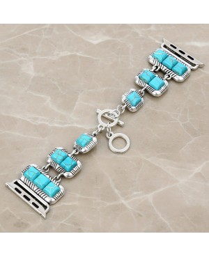 Silver and Turquoise Apple Watch Band Bracelet