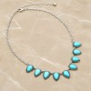 Turquoise and Silver Necklace with Teardrop Shaped Stones