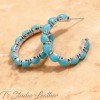 Turquoise and Silver Hoop Earrings - Rustic Country Wedding Jewelry