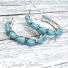 Turquoise and Silver Hoop Earrings - Rustic Country Wedding Jewelry