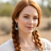 Turquoise and Silver Hoop Earrings Western Style Cowgirl Boho Jewelry